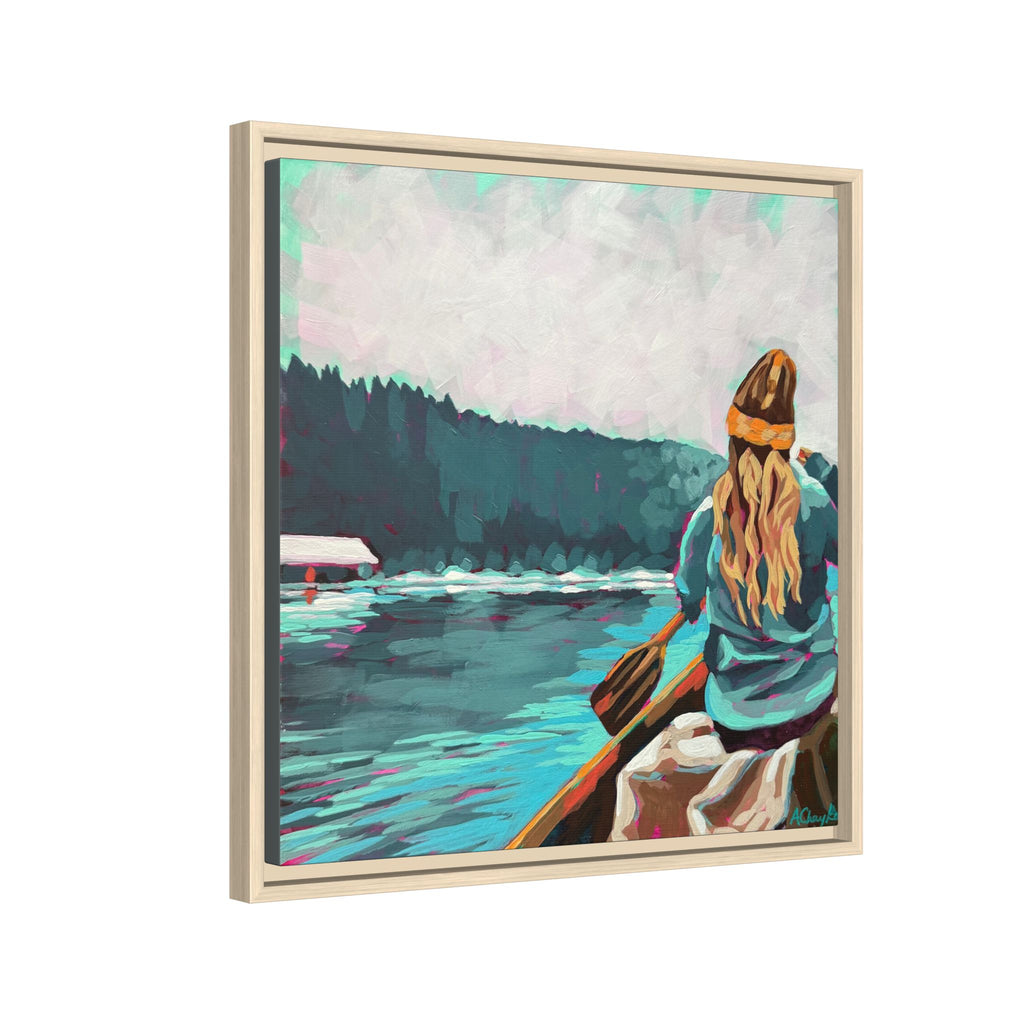 The Paddler Framed Canvas Print (20"x20")