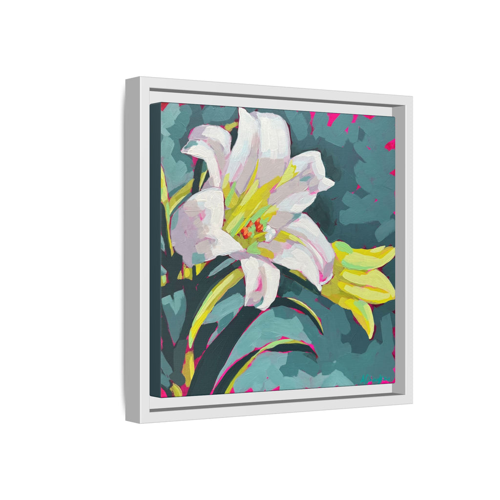White Lily Framed Canvas Print (12"x12")