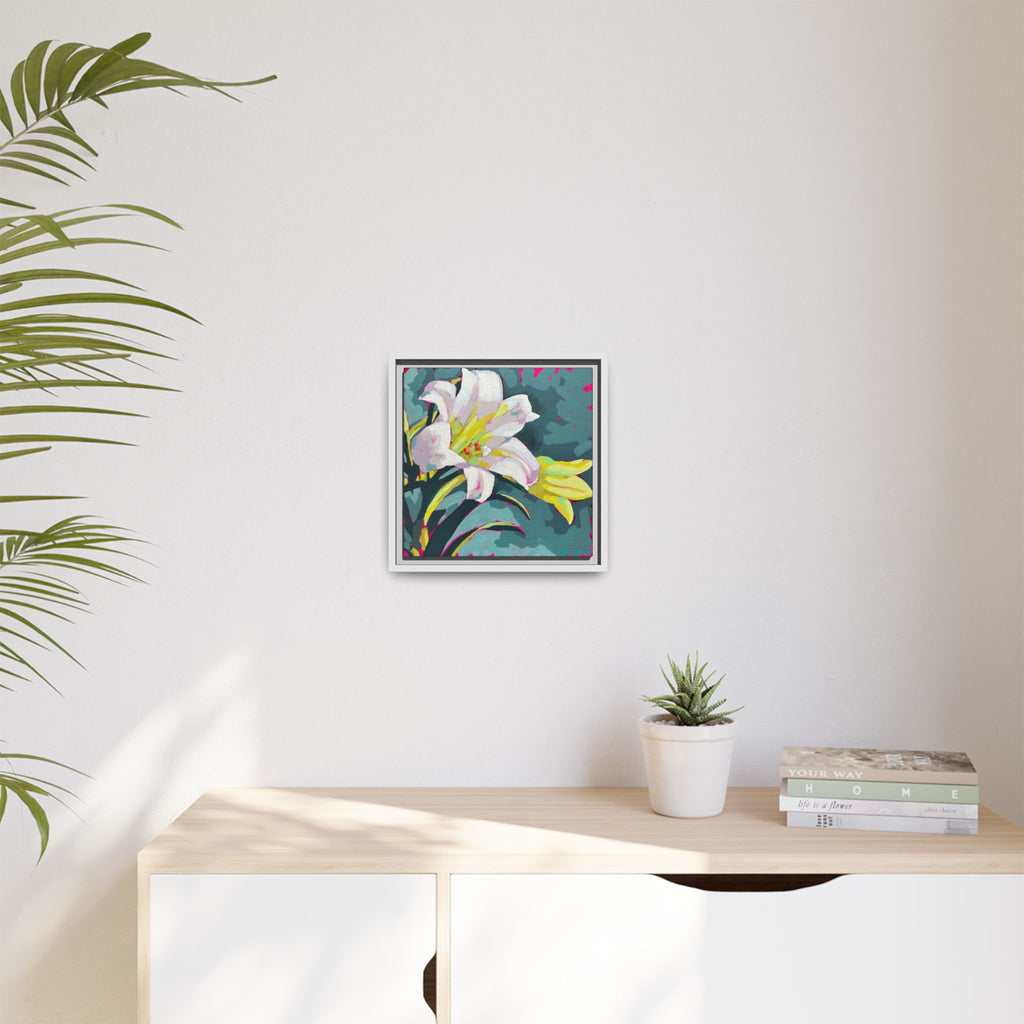 White Lily Framed Canvas Print (12"x12")