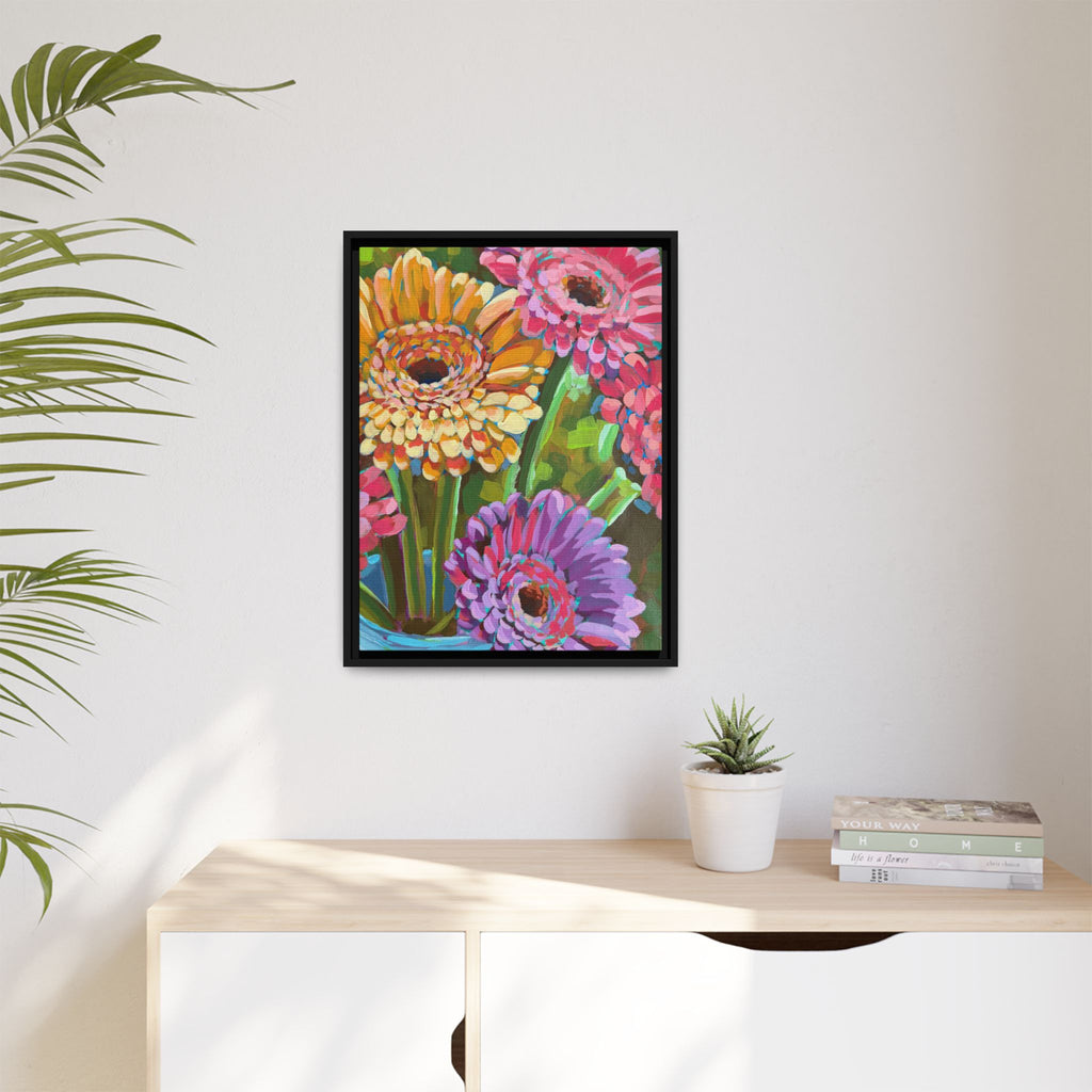 Gerbera Bouquet Framed Canvas Print (18"x24")