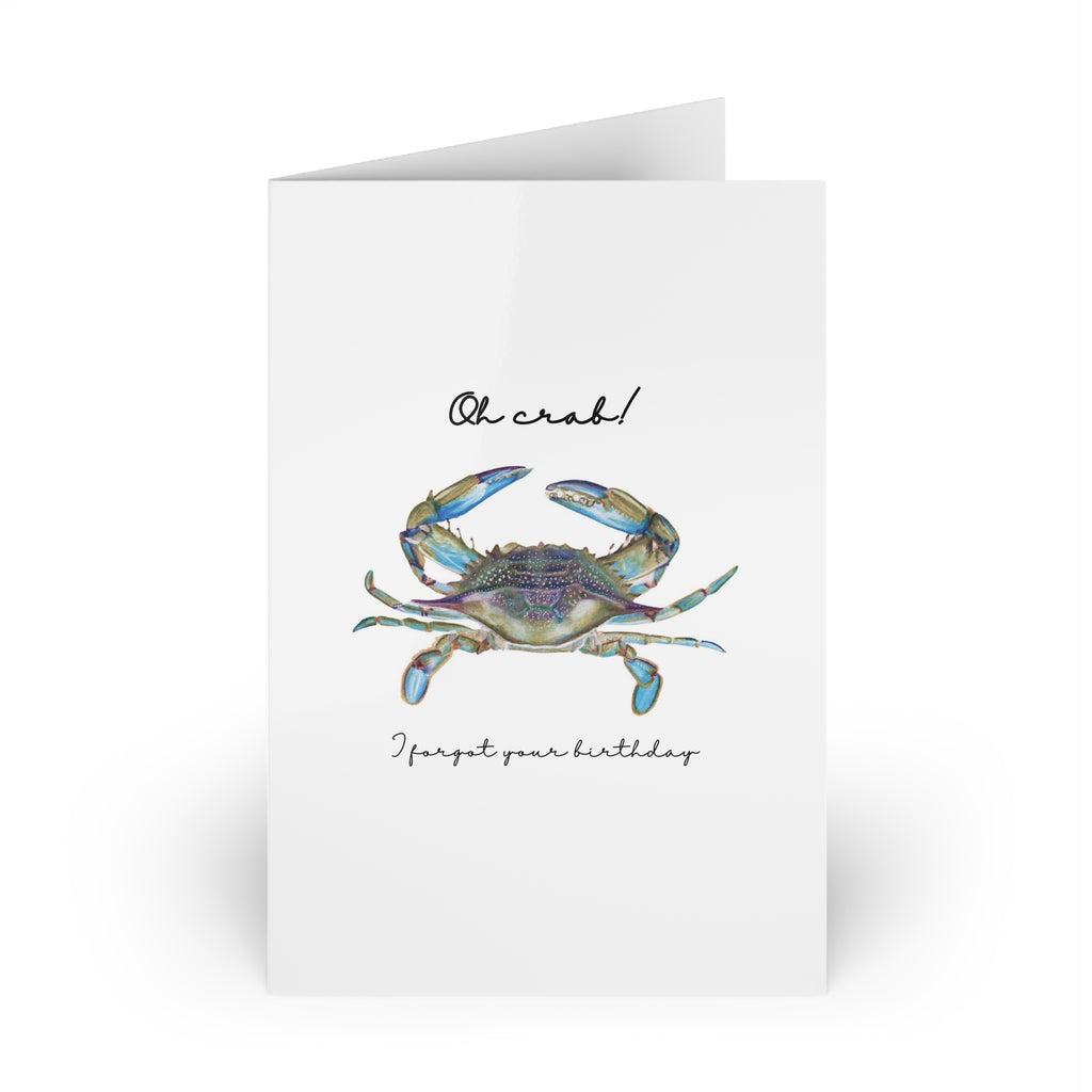 Belated Birthday Card — Funny Crab Illustration (1 or 10-Pack)