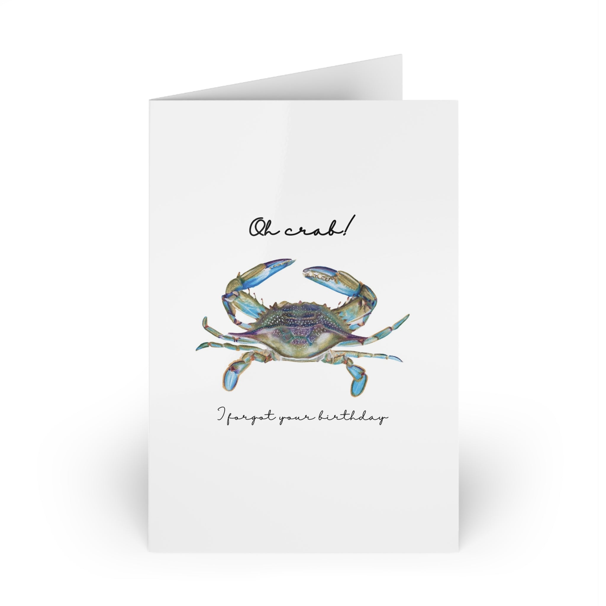 Belated Birthday Card — Funny Crab Illustration (1 or 10-Pack)