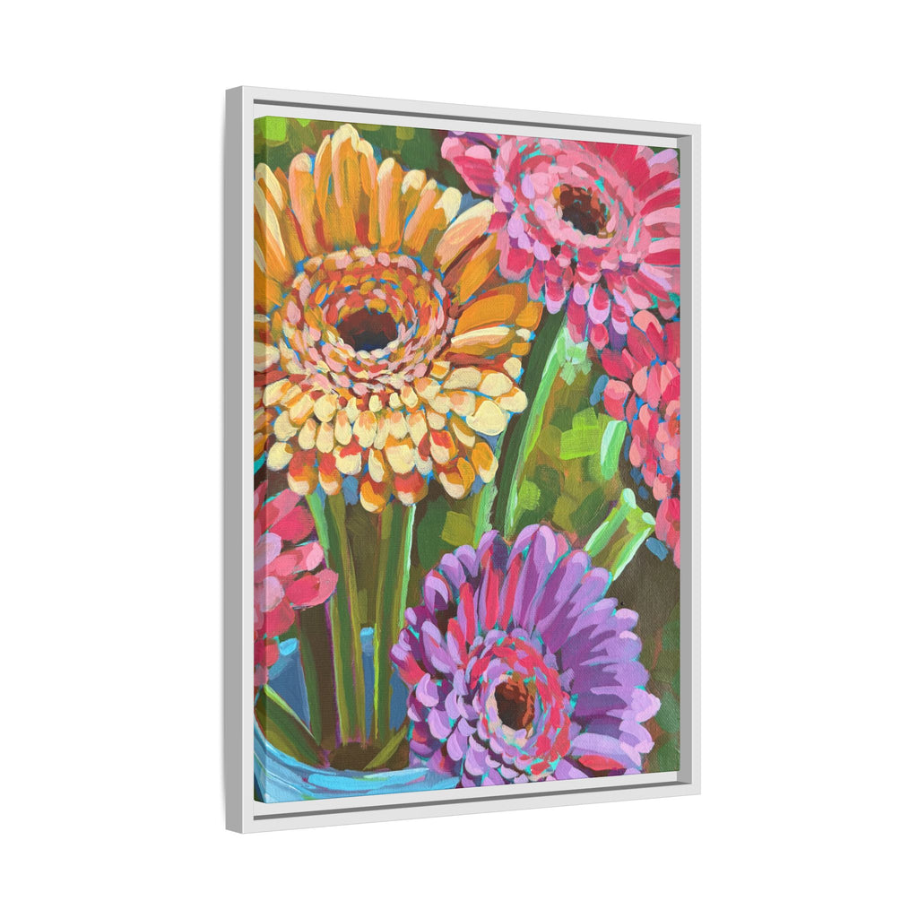 Gerbera Bouquet Framed Canvas Print (18"x24")