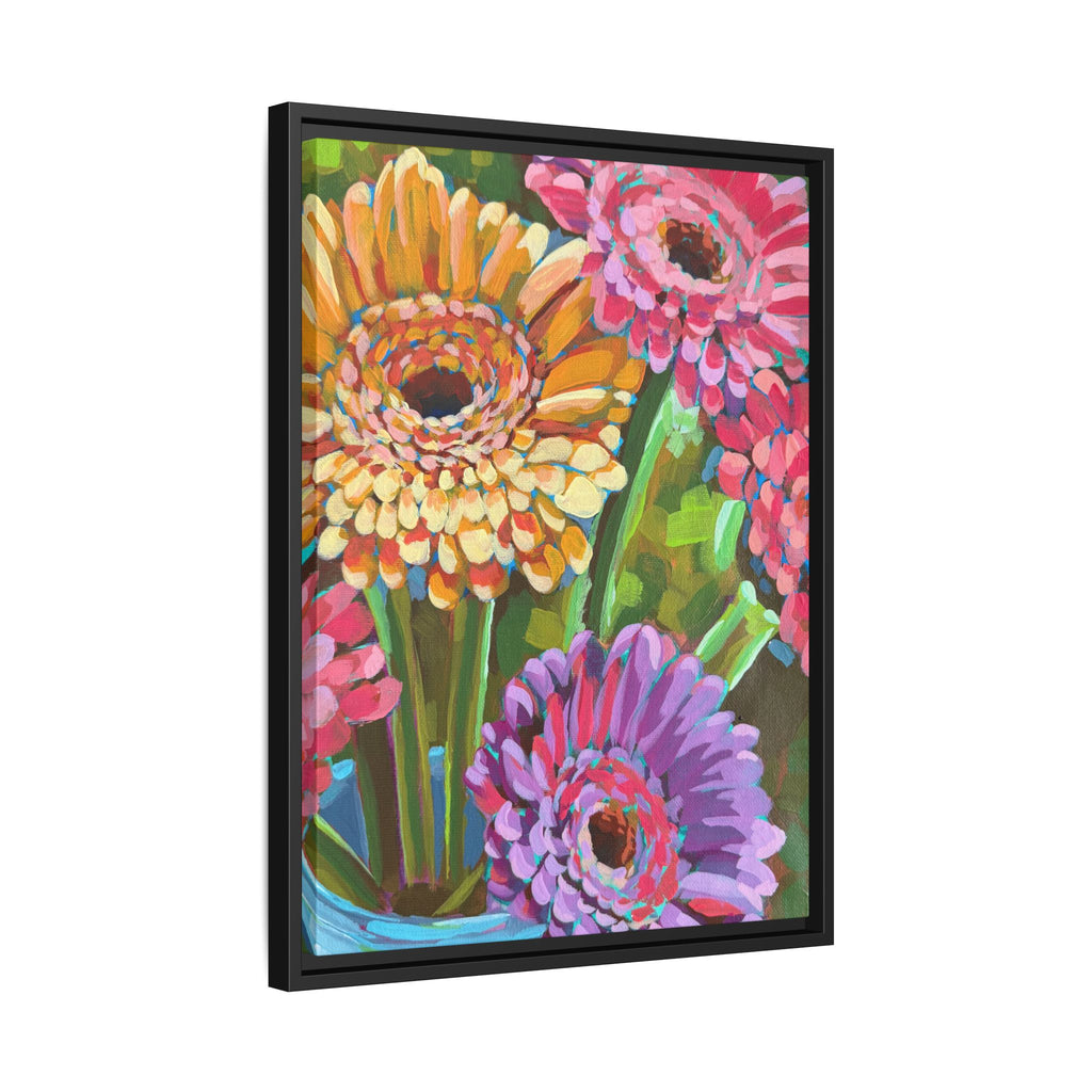 Gerbera Bouquet Framed Canvas Print (18"x24")