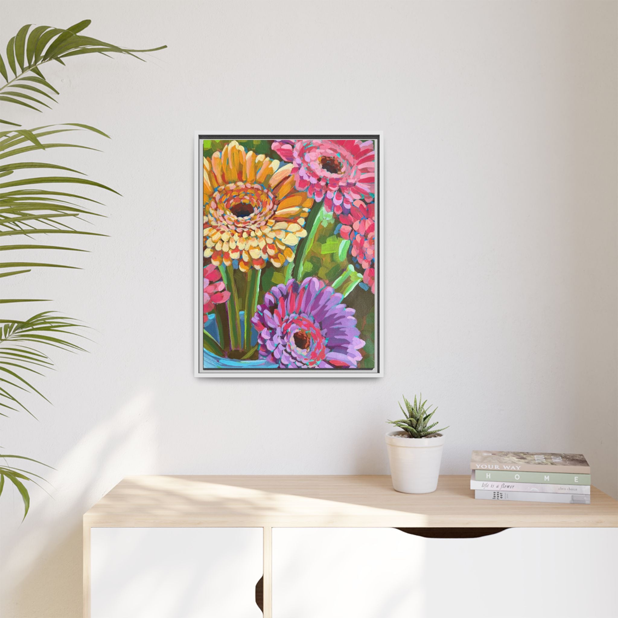 Gerbera Bouquet Framed Canvas Print (18"x24")