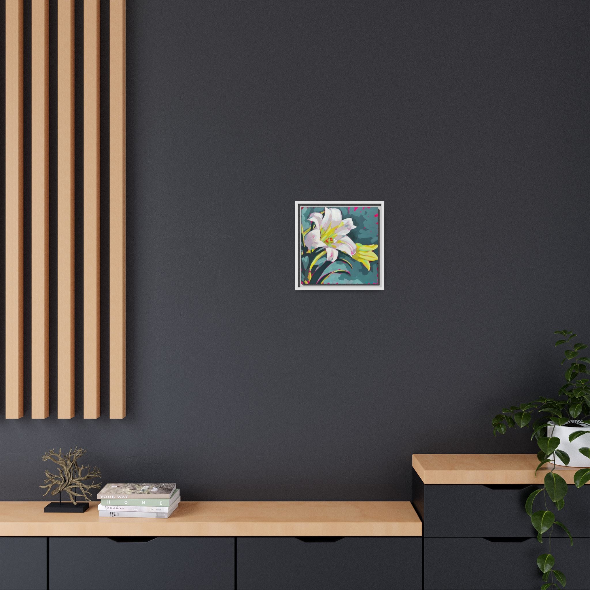 White Lily Framed Canvas Print (12"x12")