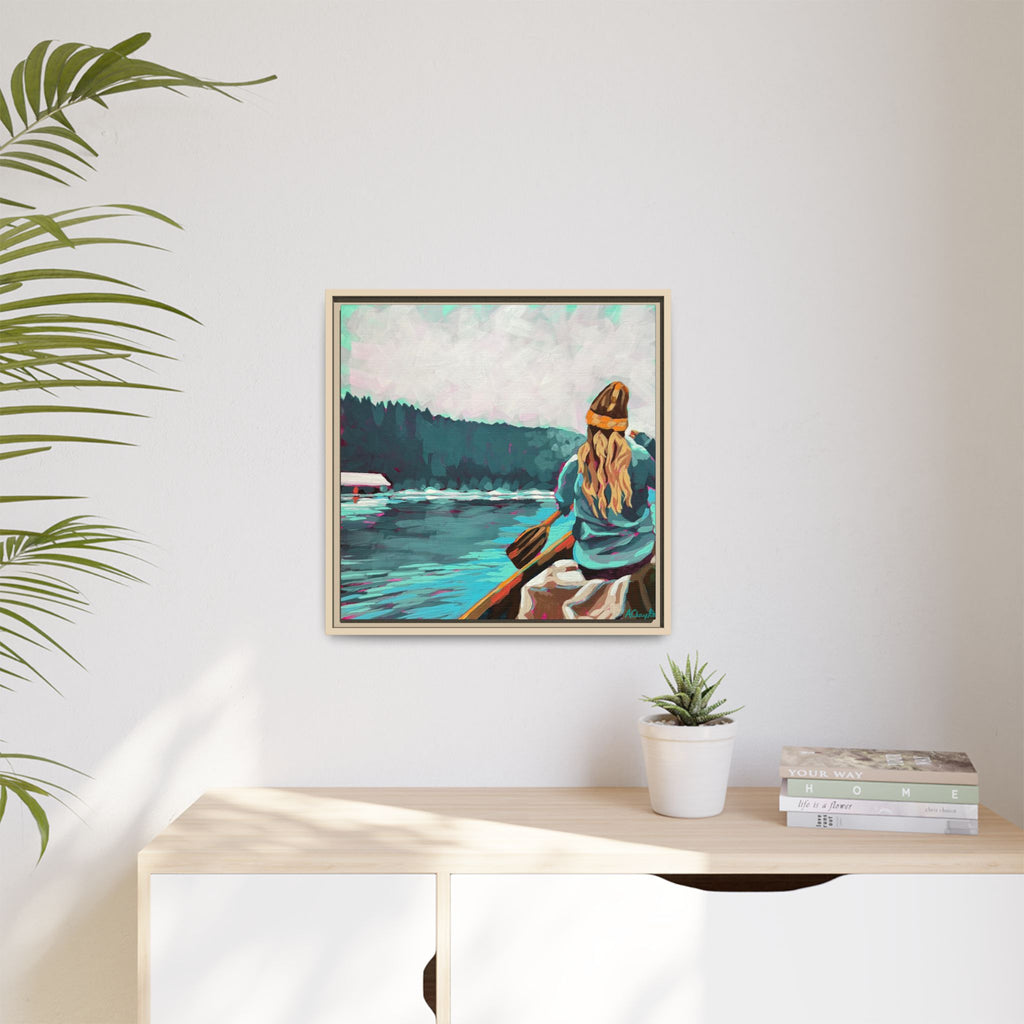 The Paddler Framed Canvas Print (20"x20")