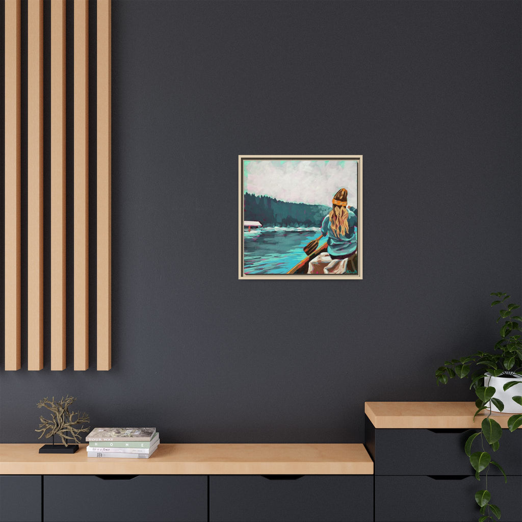 The Paddler Framed Canvas Print (20"x20")